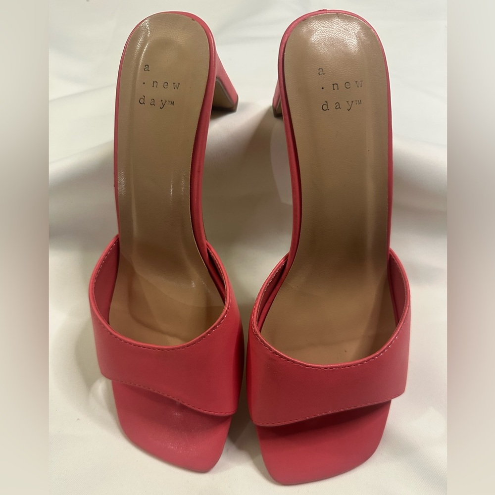 A New Day Women's Coral Heeled Mules (Only Used Once)